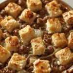 Pioneer Woman French Onion Beef Casserole - recipe card