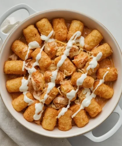 Pioneer Woman Buffalo Chicken Tater Tot Casserole