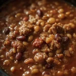 Pioneer Woman Crock Pot Chili - recipe card