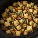 Pioneer Woman Crock Pot Dressing - recipe card