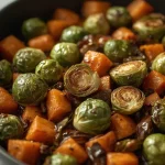 Pioneer Woman Roasted Brussel Sprouts and Sweet Potatoes - recipe card