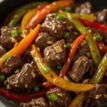 Pioneer Woman Beef and Pepper Stir Fry - recipe card