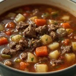 Pioneer Woman Vegetable Beef Soup - recipe card